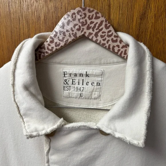 Frank & Eileen Belfast Sweatshirt Trench Long Fleece Coat Vintage White Large L